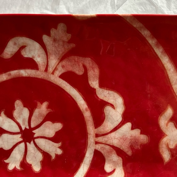 2 NWT Presidents Choice Tray set 18” and 15” French red gold patio melamine - Picture 2 of 10